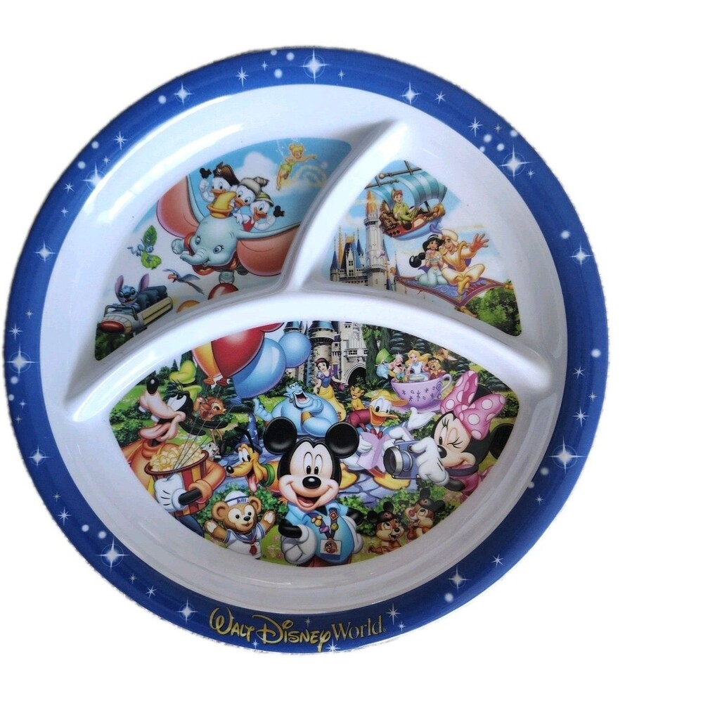 Disney Parks Walt Disney World Divided Plates Set 2 Mickey Dumbo 10"